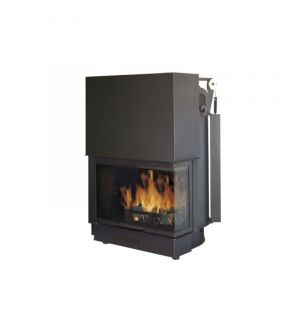 TERMOCAMINO A LEGNA EDILKAMIN ACQUATONDO UN LATO VETRATO VASO APERTO 28,1 kW