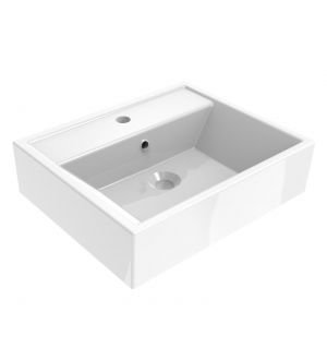 Lavabo in ceramica Ponsi serie Cuba con troppo pieno e foro per miscelatore