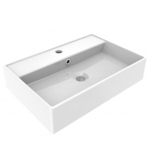 Lavabo rettangolare Ponsi serie Olimpia con tropo pieno e foro per miscelatore