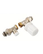KIT VALVOLA E DETENTORE DIRITTI DA 3/8" x 3/4" EUROCONO CON VOLANTINO MANUALE TERMOSTATIZZABILE